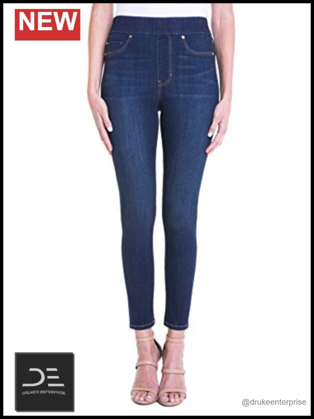 High-Waist Pull-On Ankle Jeans Silky Soft Denim Stretch 5-Pocket Casual